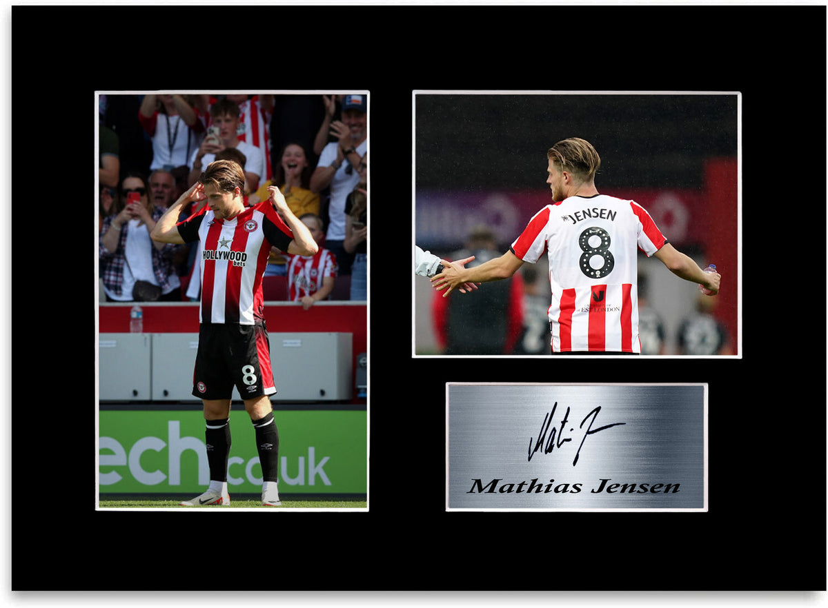 Mathias Jensen Brentford Player framed print by LJW Prints