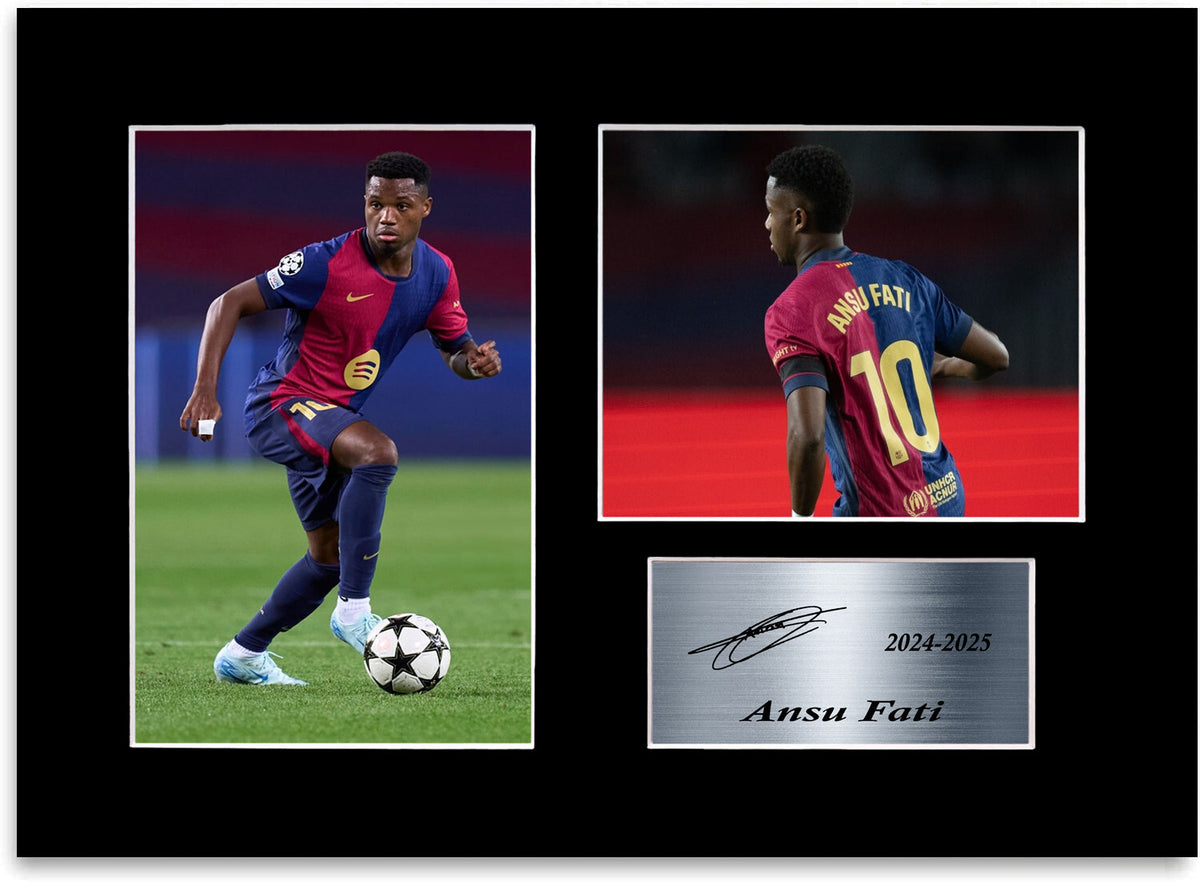 Ansu Fati Football Player Barcelona mounted display by LJW Prints