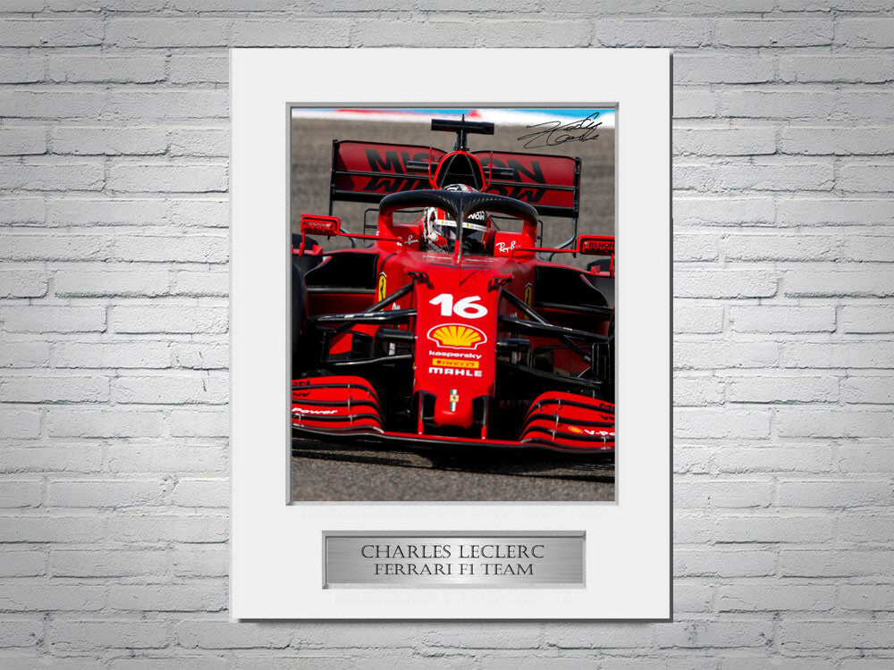 Charles Leclerc Ferrari F1 Driver 2021 Signed Photo Display Mount A4 