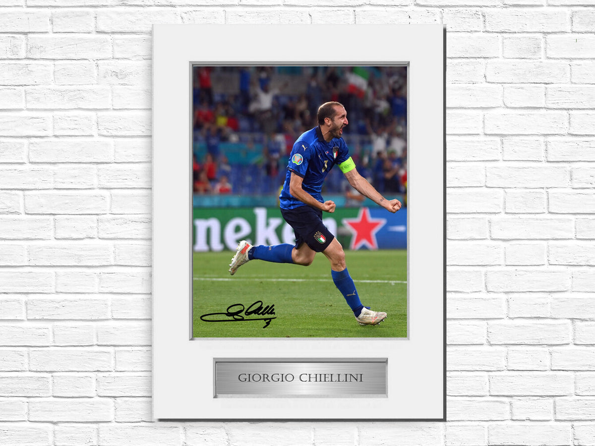Giorgio Chiellini Italy Euro 2020 Football A4 Signed Photo Display Mount Gift