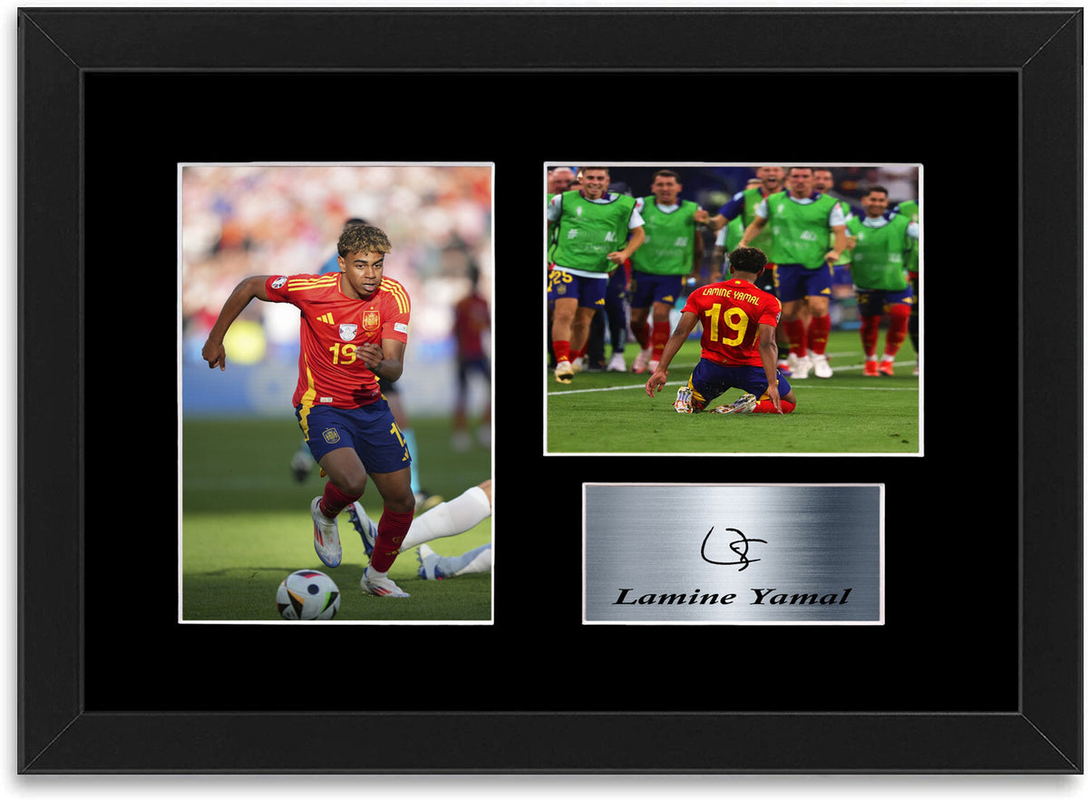 Lamine Yamal Spain Euro 2024 Football Player framed print by LJW Prints