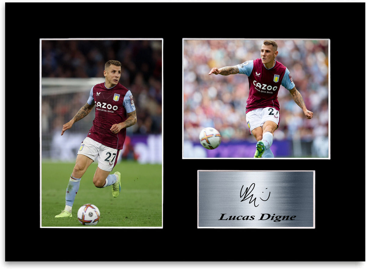 Lucas Digne Aston Villa Player mounted display by LJW Prints
