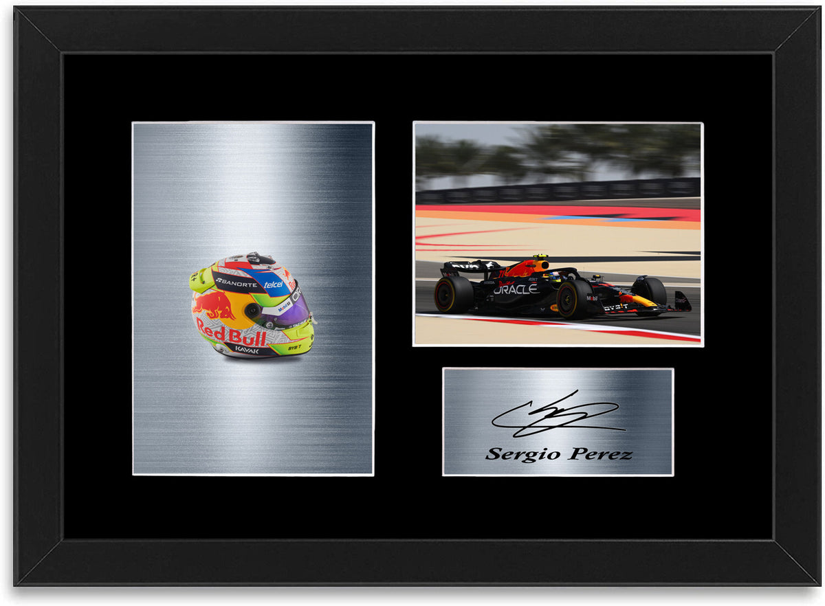 Sergio Perez Formula 1 2023 Signed Poster A4 Photo Display Mount Framed