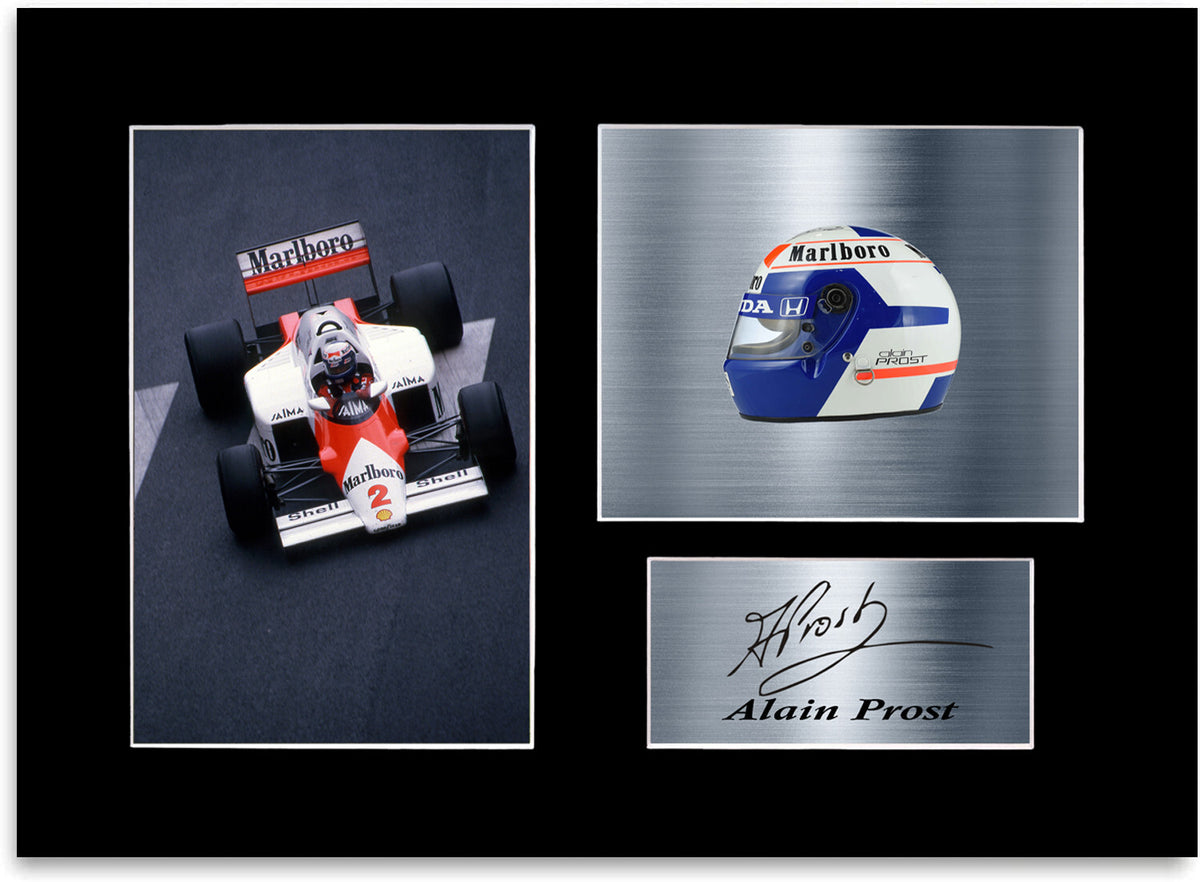 Alain Prost F1 World Champion Signed Photo Display Mount A4