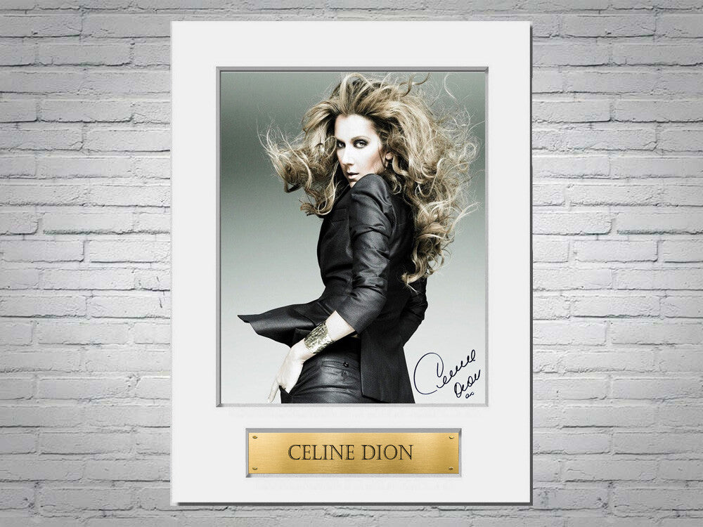 Celine Dion Printed Signed Autograph Photo Display Mount Gift