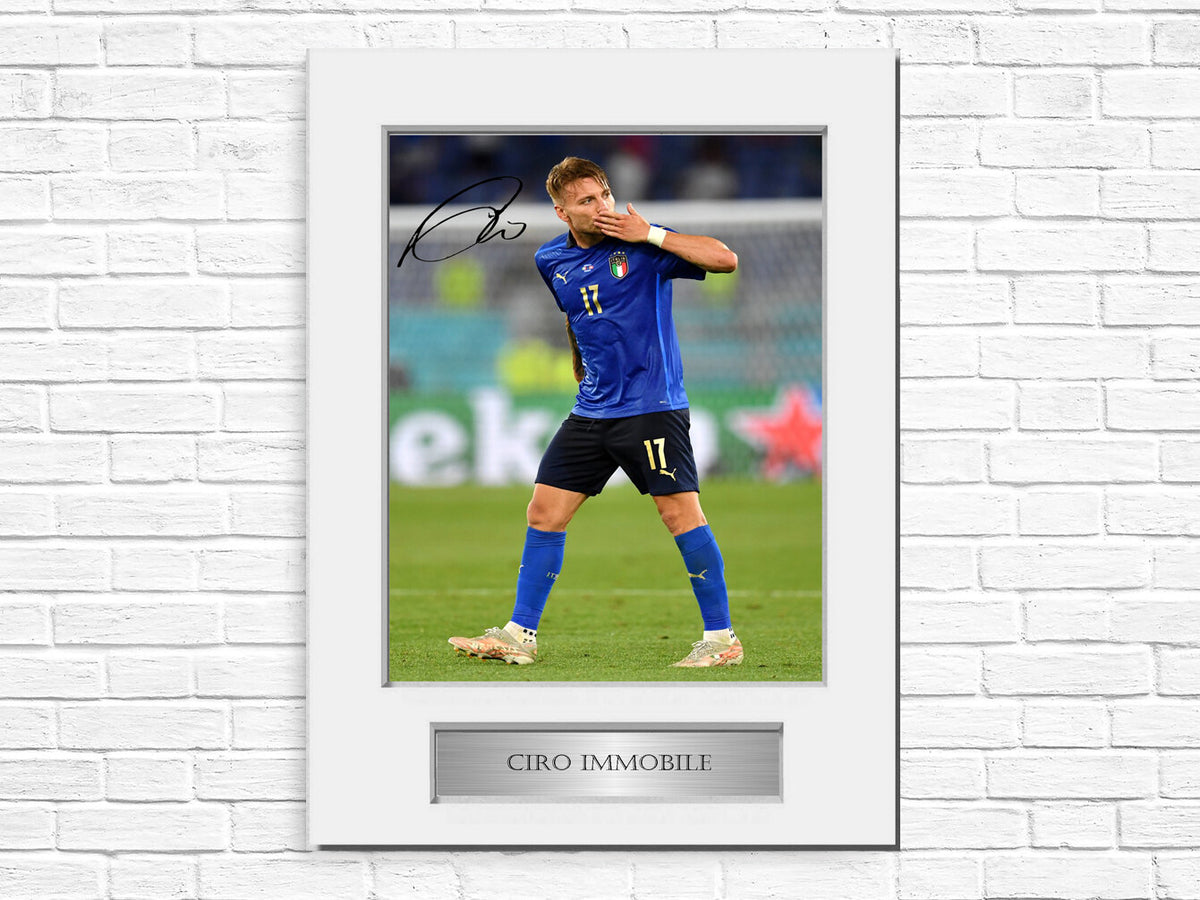 Ciro Immobile Italy Euro 2020 Football A4 Signed Photo Display Mount Gift