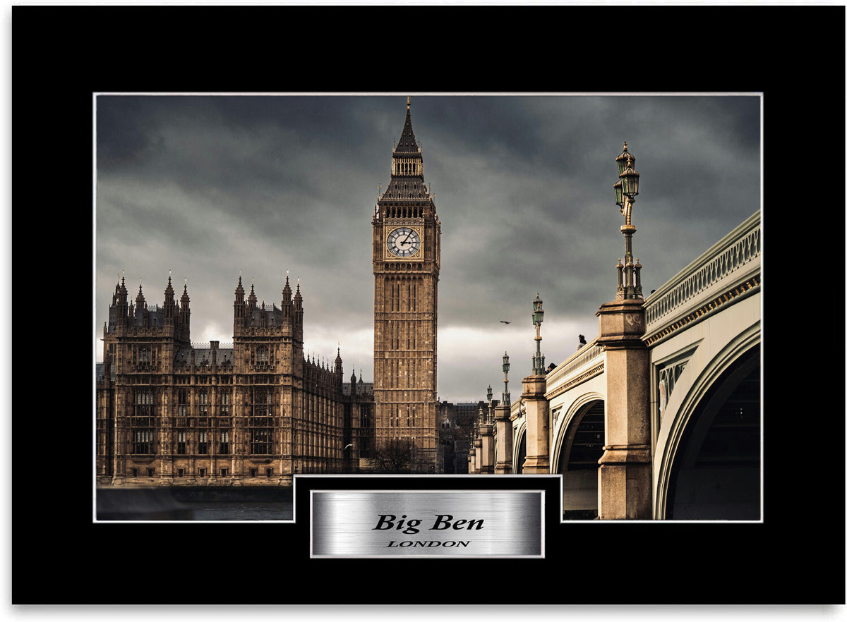 Big Ben London Famous Landmarks mounted display by LJW Prints