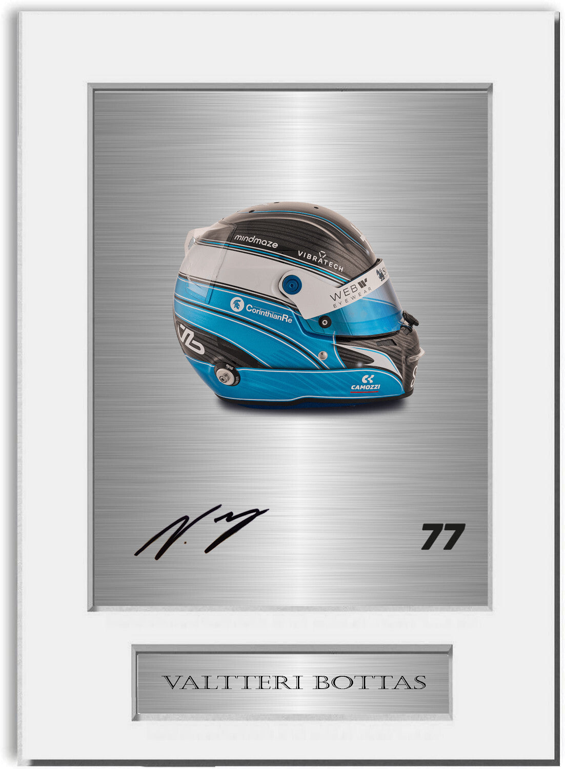 Valtteri Bottas Formula 1 Driver 2023 Helmet Signed Photo Display Mount A4