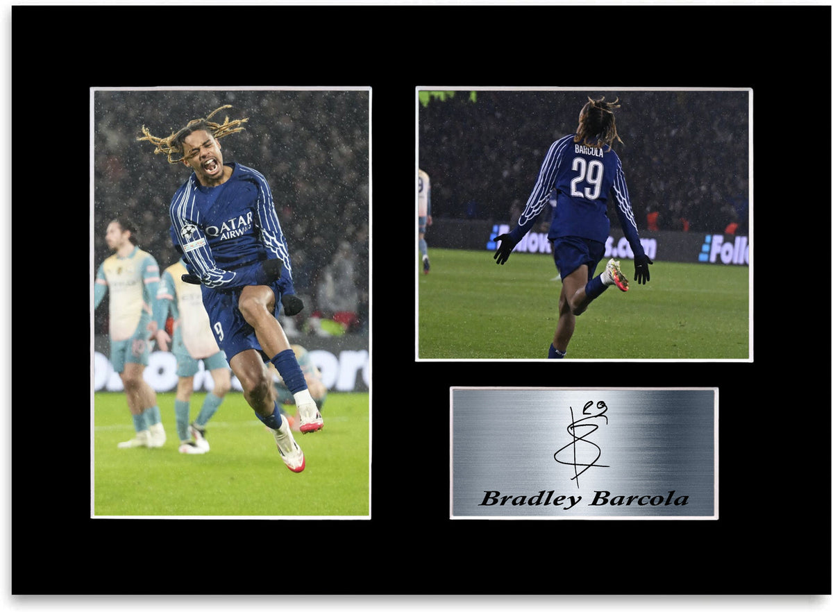 Bradley Barcola Football Player For psg Fans mounted display by LJW Prints