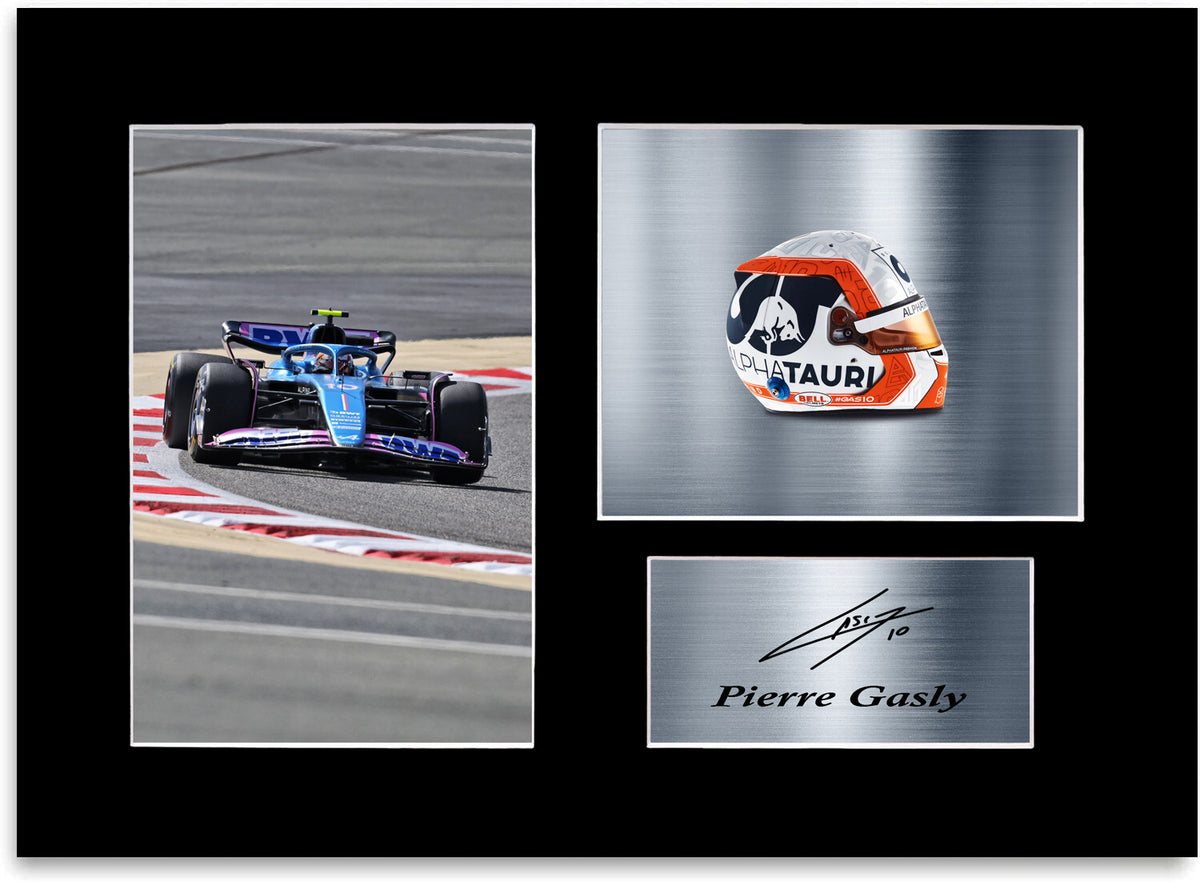 Pierre Gasly F1 Driver 2023 Car Helmet Signed Photo Display Mount A4 #2