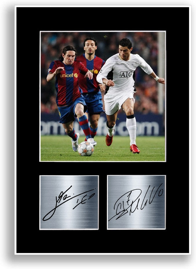 Messi And Ronaldo Football Players Signed Photo Poster Gift A4 Wall Art