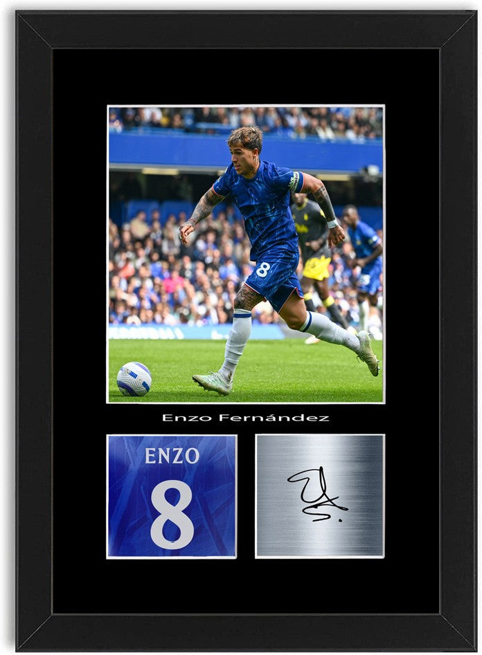 Enzo Fernandez Football Player Poster Signed Print Photo A4 Wall Art Framed