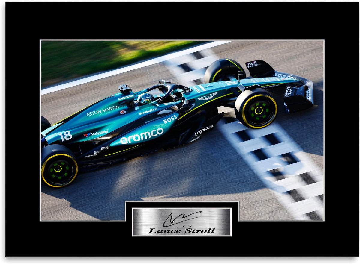 Lance Stroll Formula 1 Driver 2024 mounted display by LJW Prints