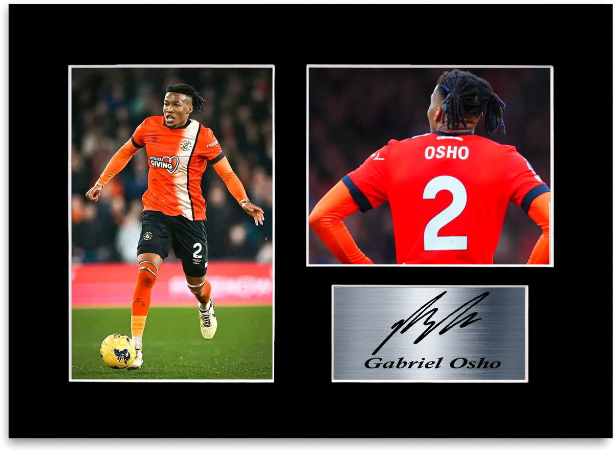 Gabriel Osho Luton Player framed print by LJW Prints