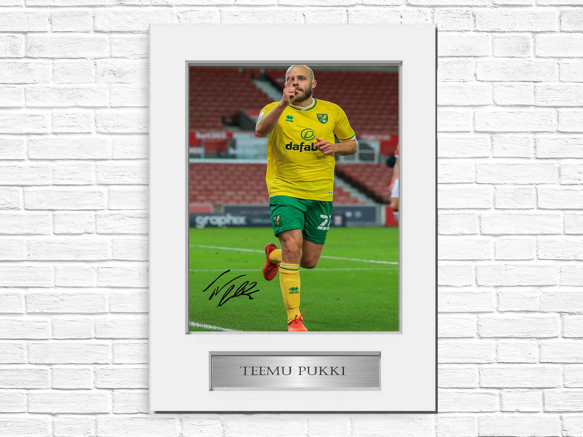 Teemu Pukki Football Player A4 Signed Photo Display Mount Gift
