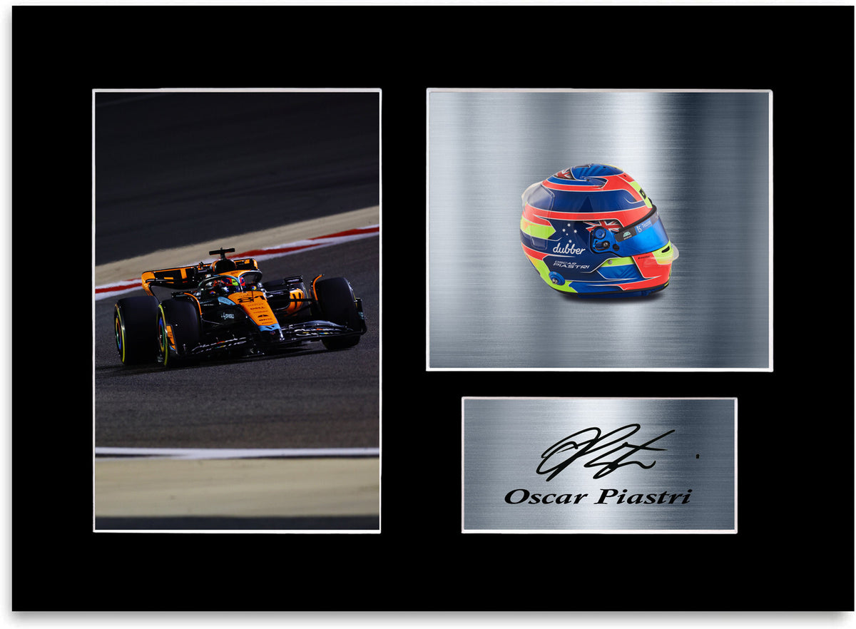 Oscar Piastri Formula 1 Driver 2023 Helmet Signed Photo Display Mount A4 #2