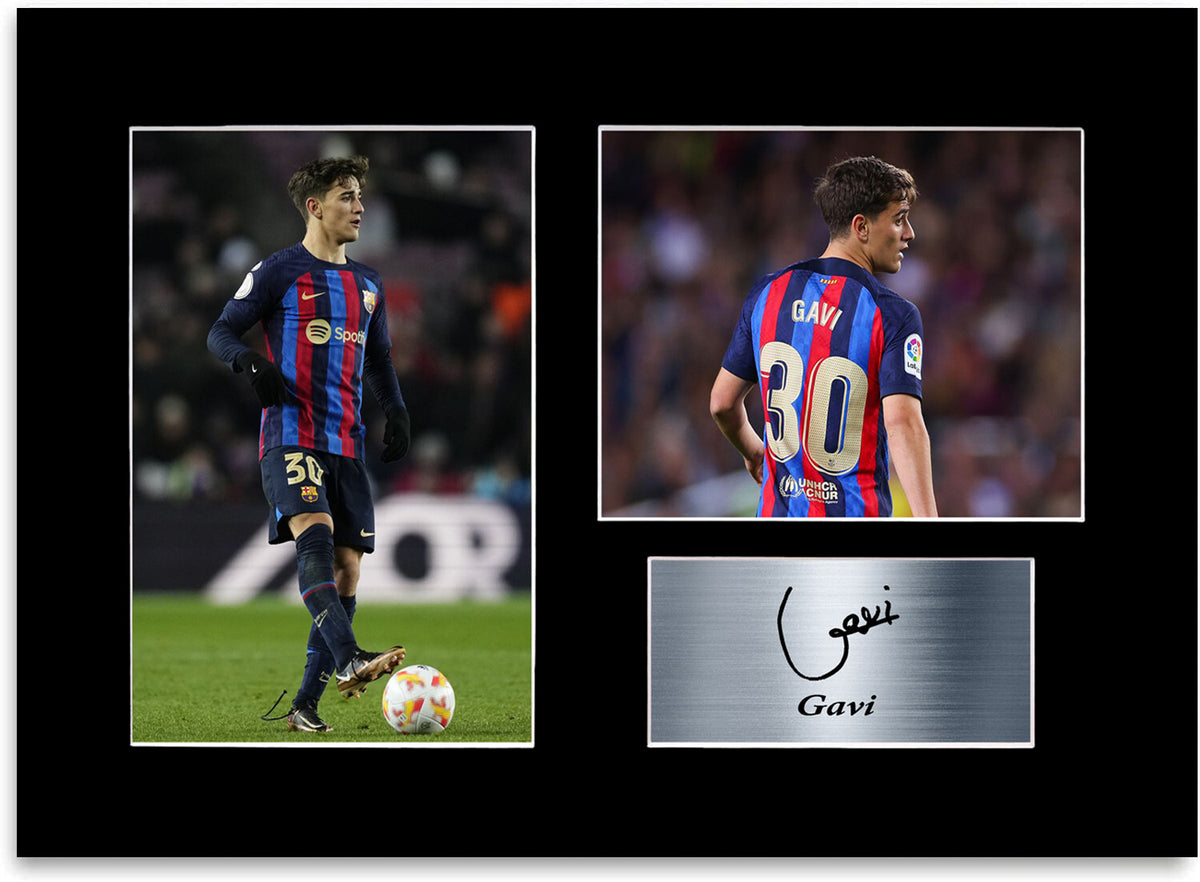 Gavi Barcelona Football Player A4 Printed Signed Photo Display Mount Gift Poster