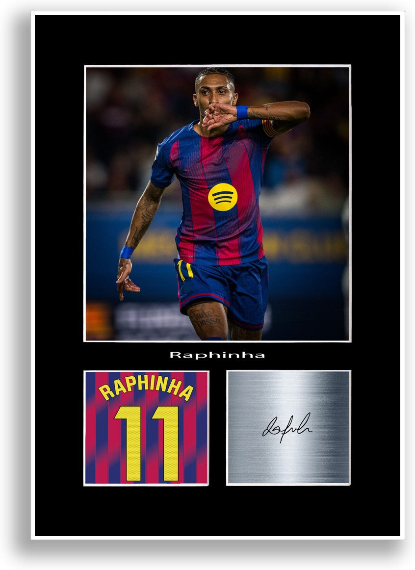 Raphinha Football Player Poster Signed Print Photo A4 Wall Art Gift Idea