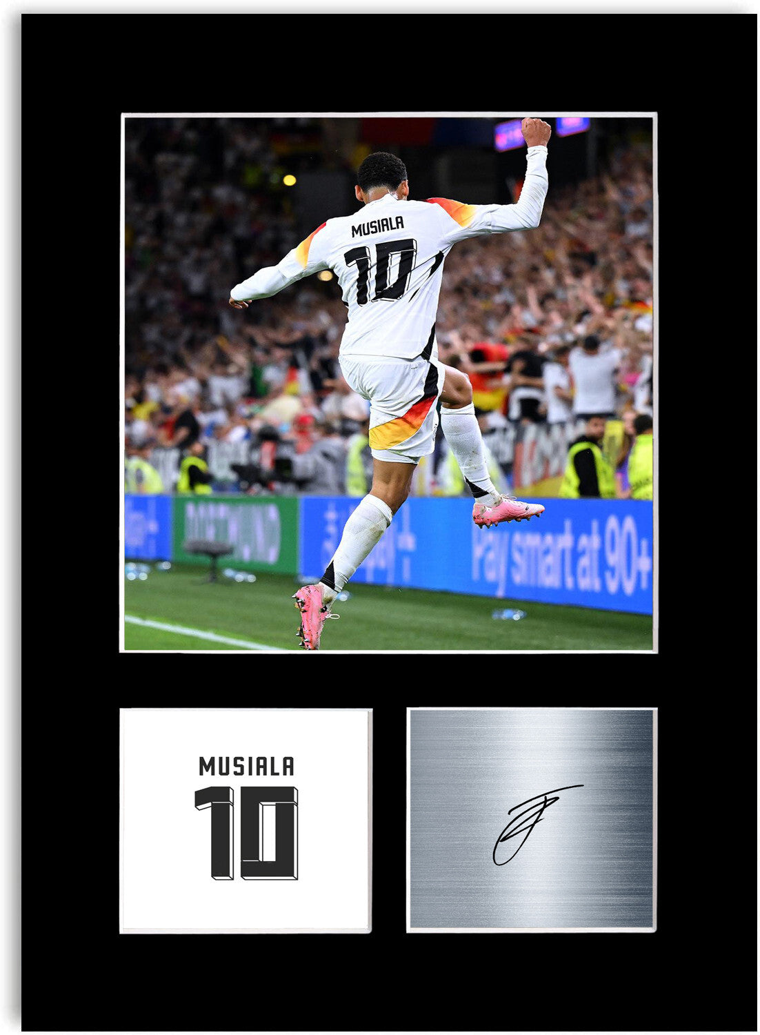 Jamal Musiala Germany Euro 2024 Football Player mounted display by LJW Prints
