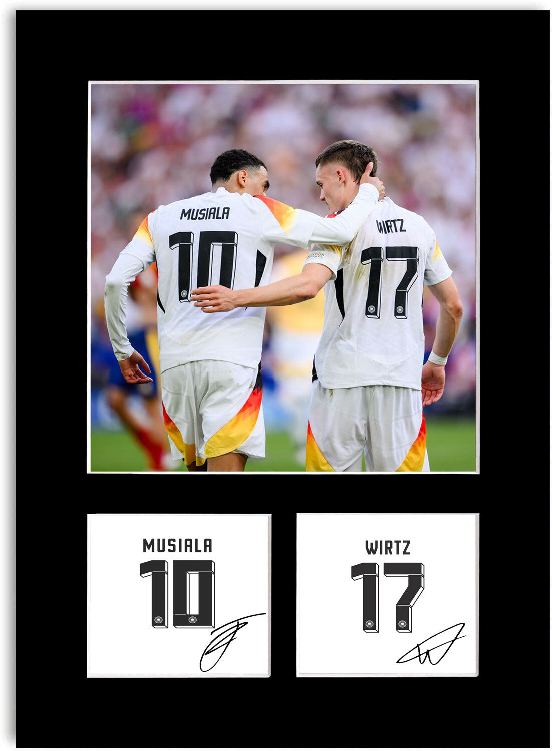 Jamal Musiala Florian Wirtz Germany Euro 2024 mounted display by LJW Prints