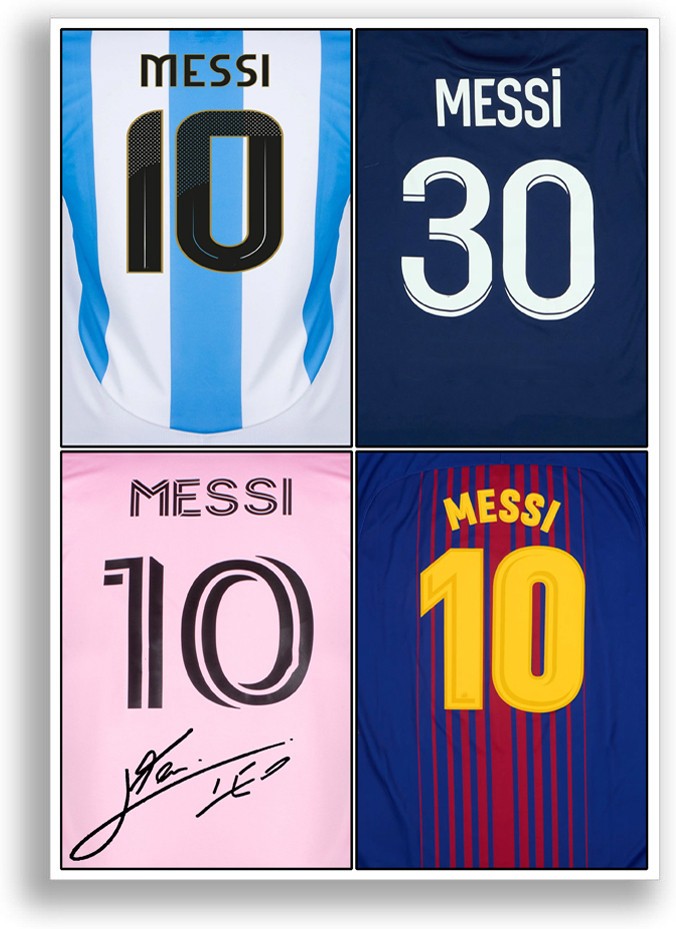 Lionel Messi Football Shirts Poster Signed Print Photo A4 Wall Art Gift Idea