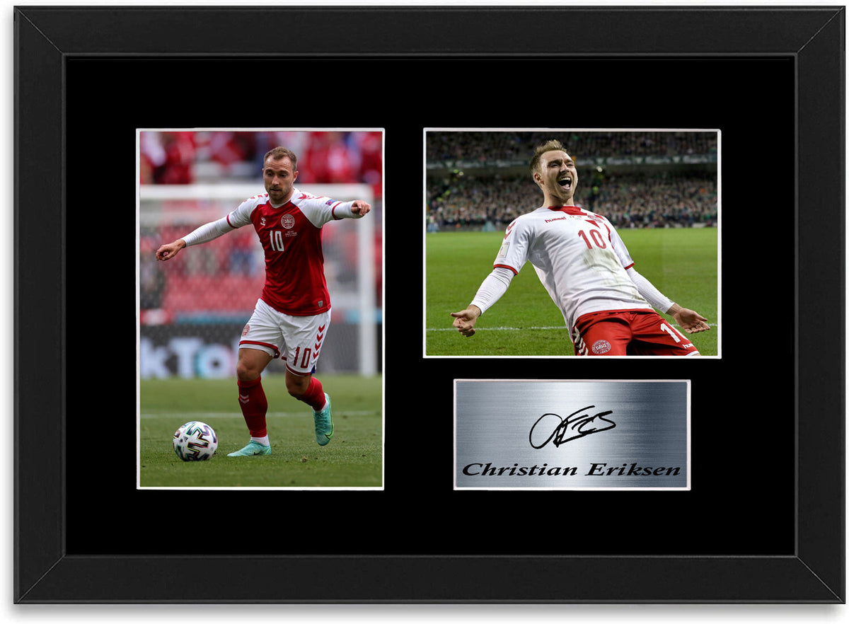 Christian Eriksen Denmark Player A4 Printed Signed Photo Display Poster Framed