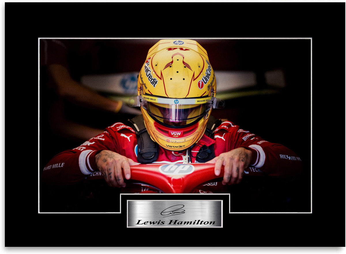 Lewis Hamilton 2025 For Ferrari F1 Fans mounted display by LJW Prints