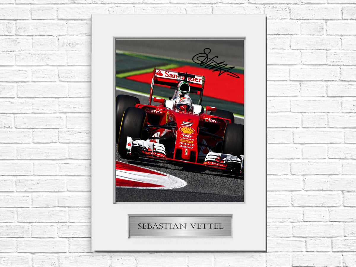 Sebastian Vettel Ferrari F1 Driver Signed Photo Display Mount A4 