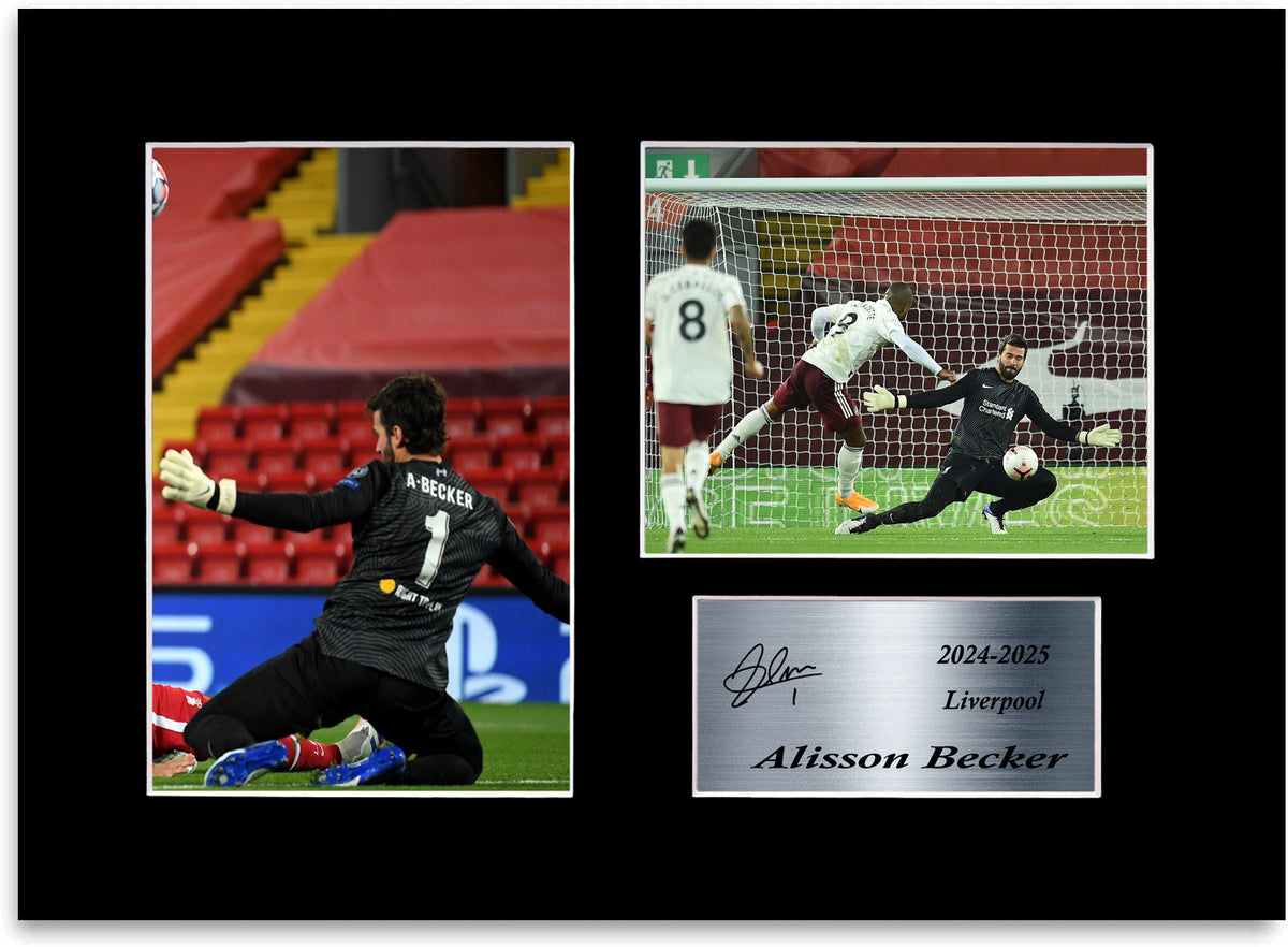 Alisson Becker Liverpool Player mounted display by LJW Prints