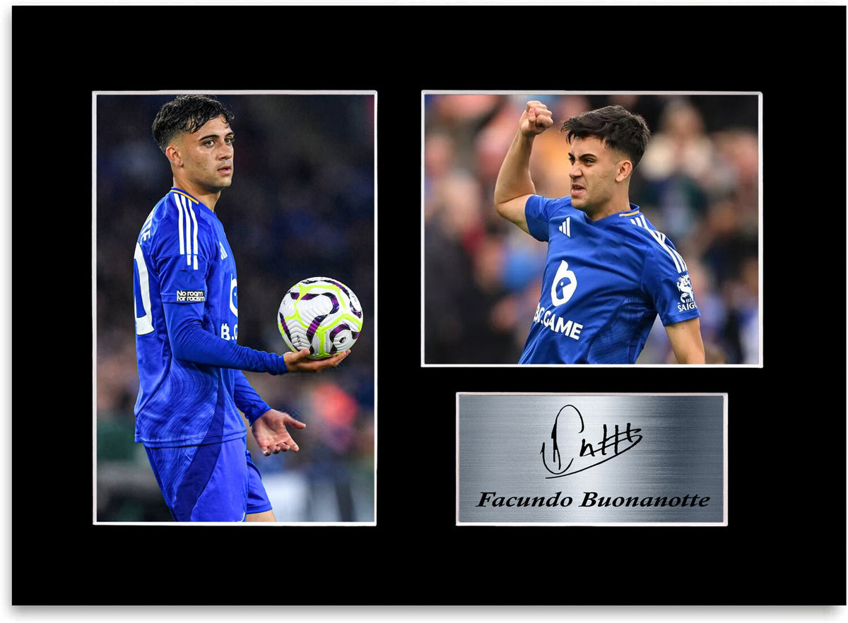 Facundo Buonanotte Leicester Player mounted display by LJW Prints