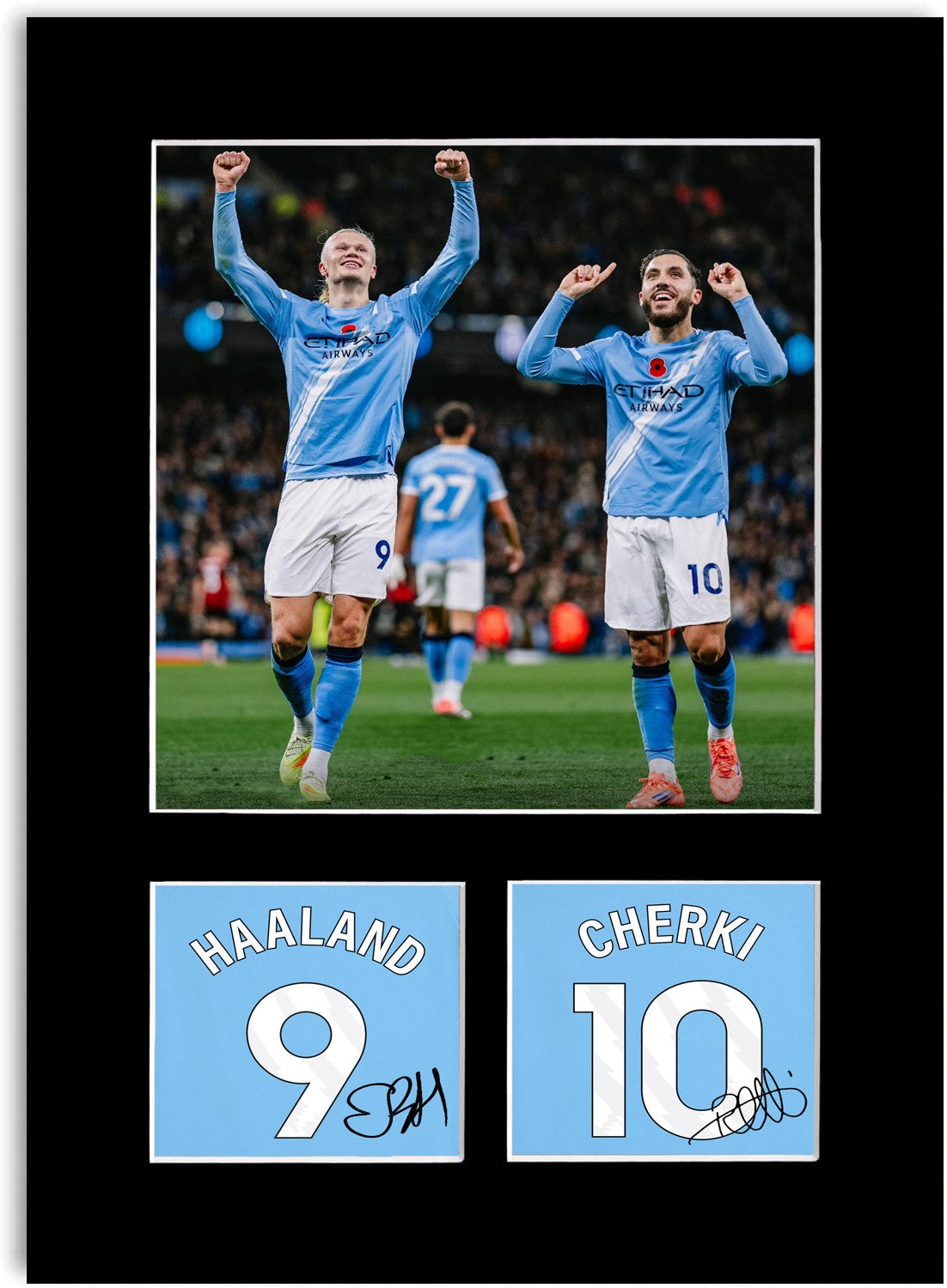 Haaland And Cherki Football Players Poster Signed Photo Mount Wall Art Print A4
