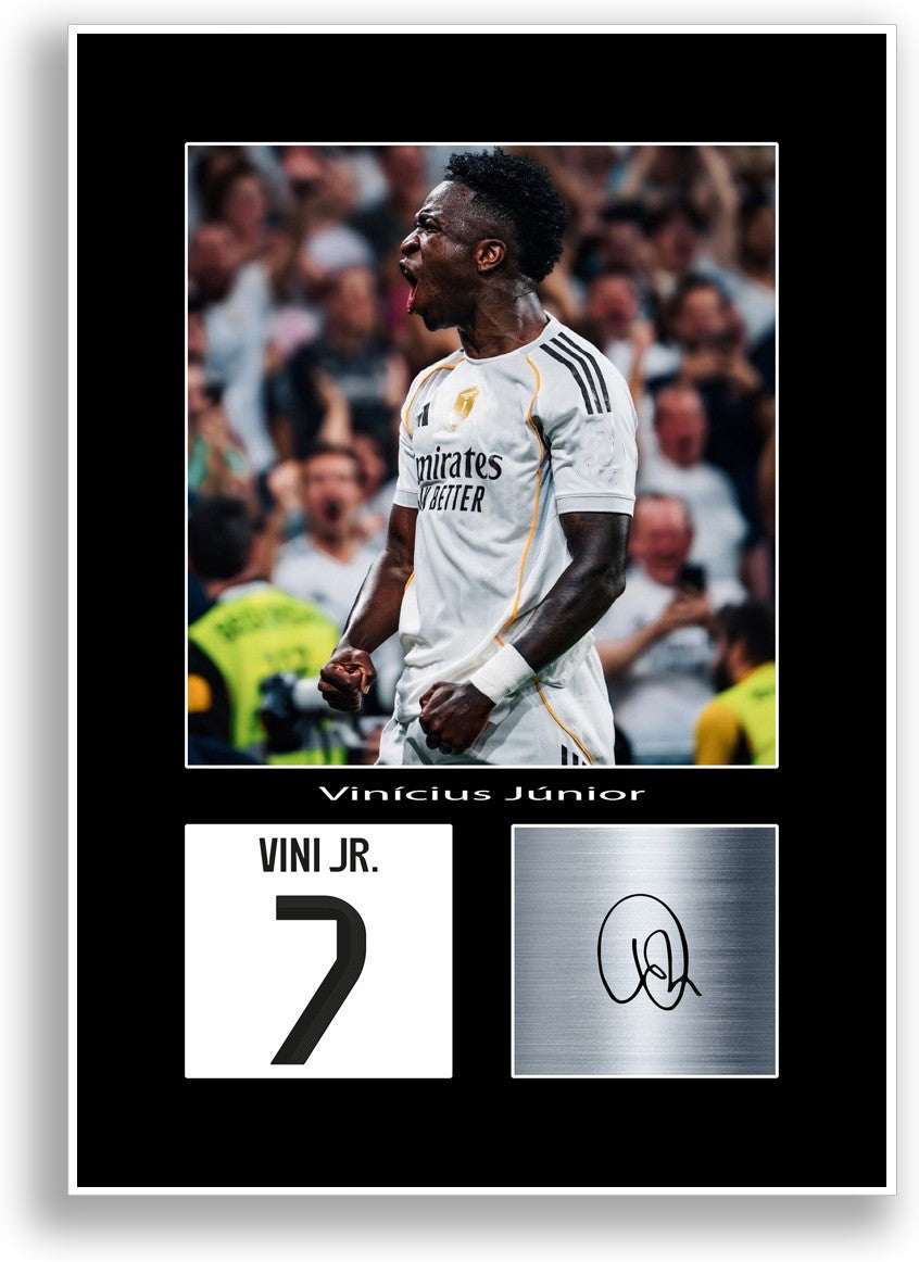 Vinicius Junior Football Player Poster Signed Print Photo A4 Wall Art Gift Idea