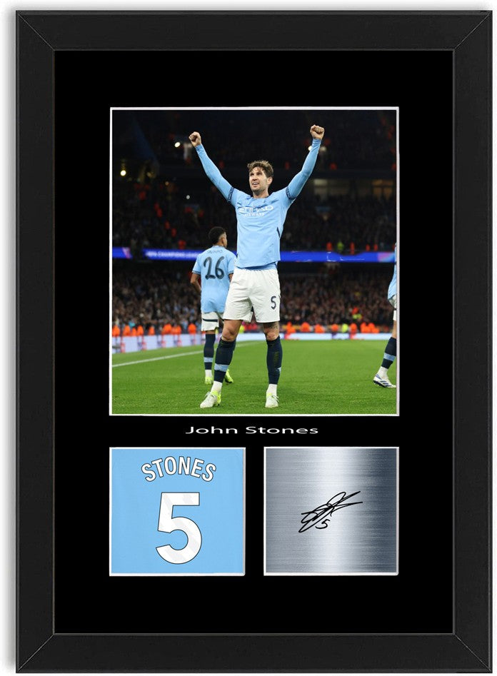 John Stones Football Player Poster Signed Print Photo A4 Wall Art Framed