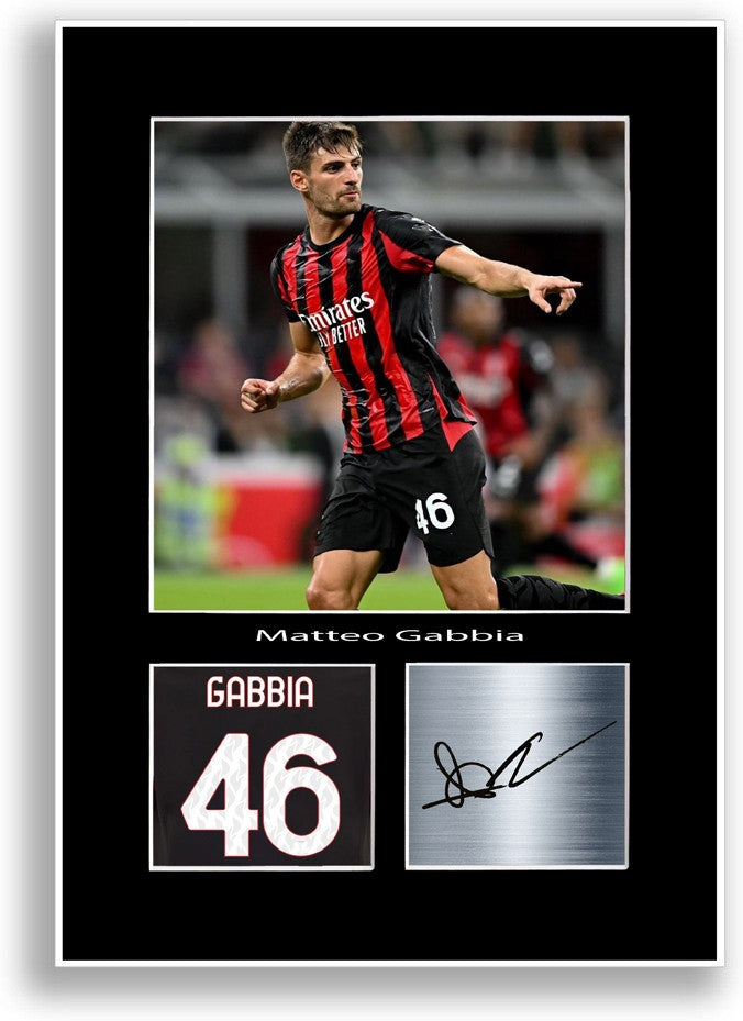 Matteo Gabbia Football Player Poster Signed Print A4 Photo Wall Art Gift Idea
