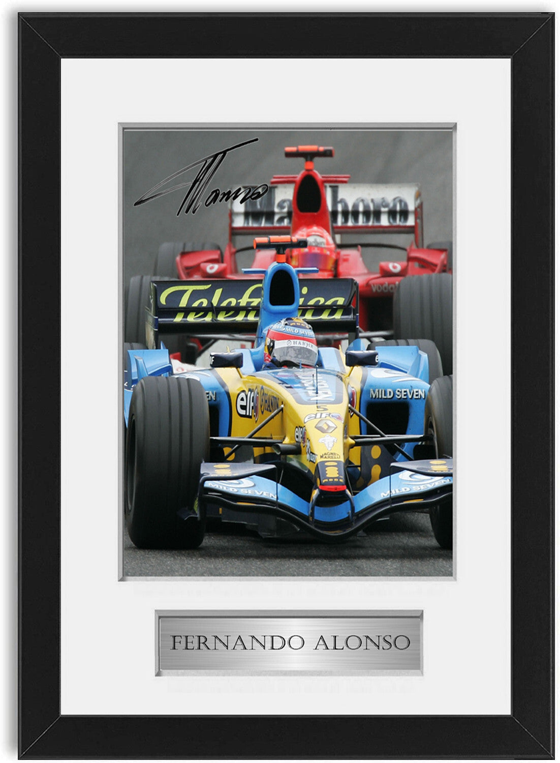 Fernando Alonso 2005 F1 World Champion framed print by LJW Prints