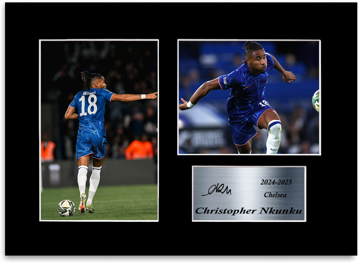 Christopher Nkunku Chelsea Player mounted display by LJW Prints