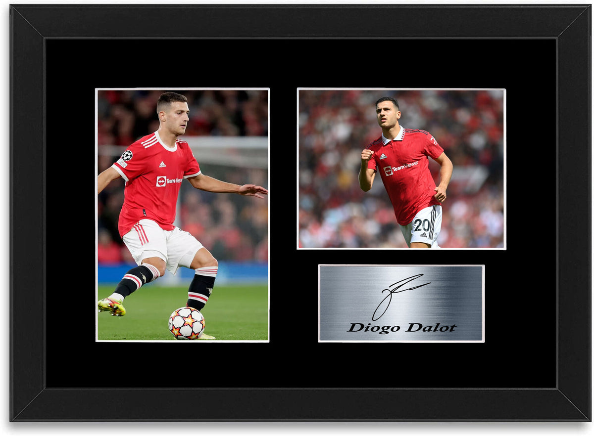 Diogo Dalot Man United Player Signed Photo Display Mount A4 Framed Poster