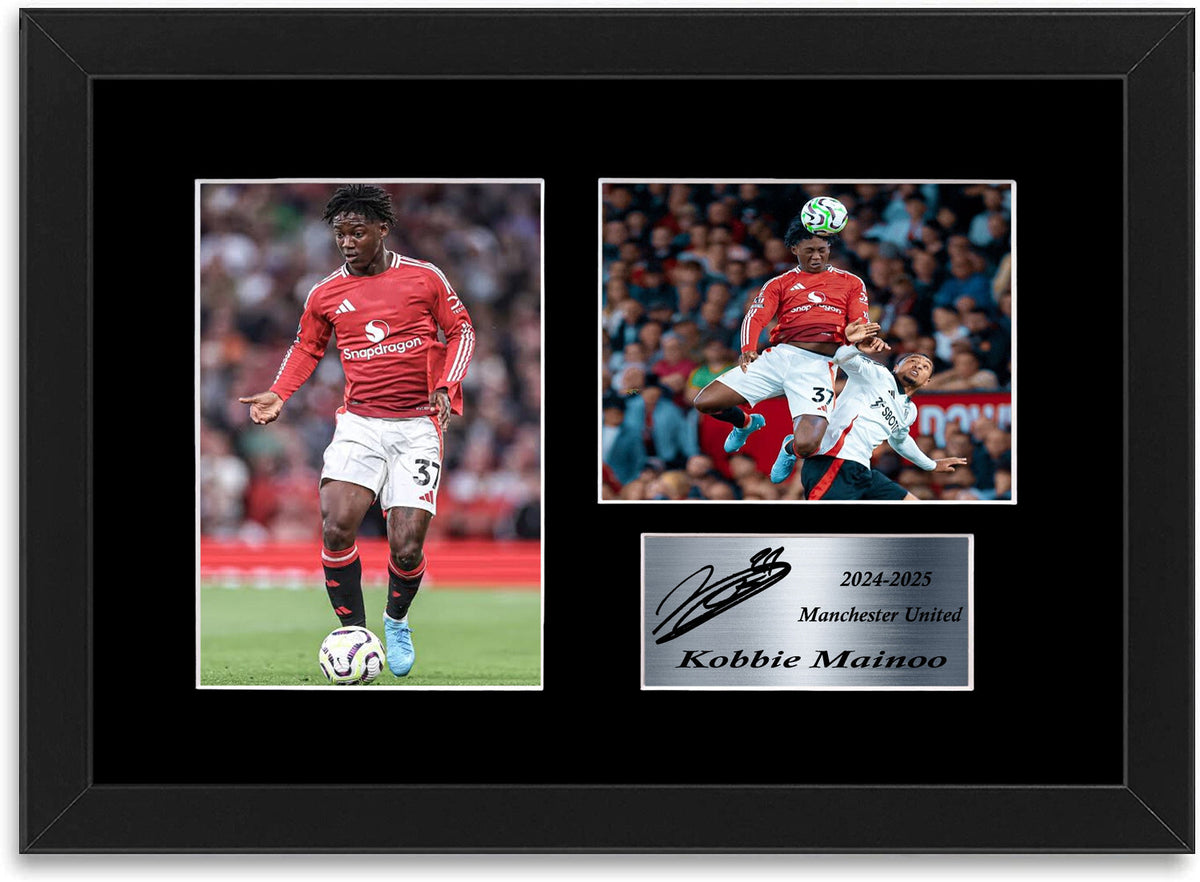 Kobbie Mainoo Man United Player framed print by LJW Prints