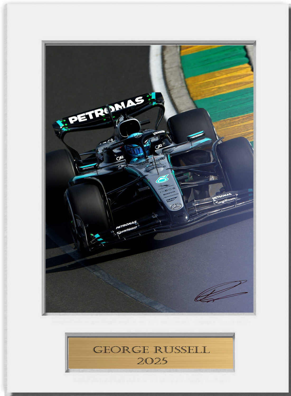 George Russell For F1 Fans 2025 mounted display by LJW Prints