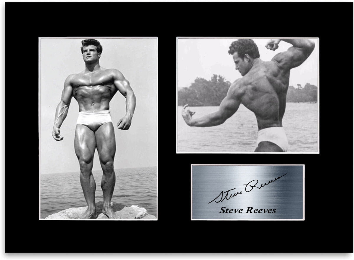 Steve Reeves Signed Photo Display Mount A4 Bodybuilding Gym Motivational Poster