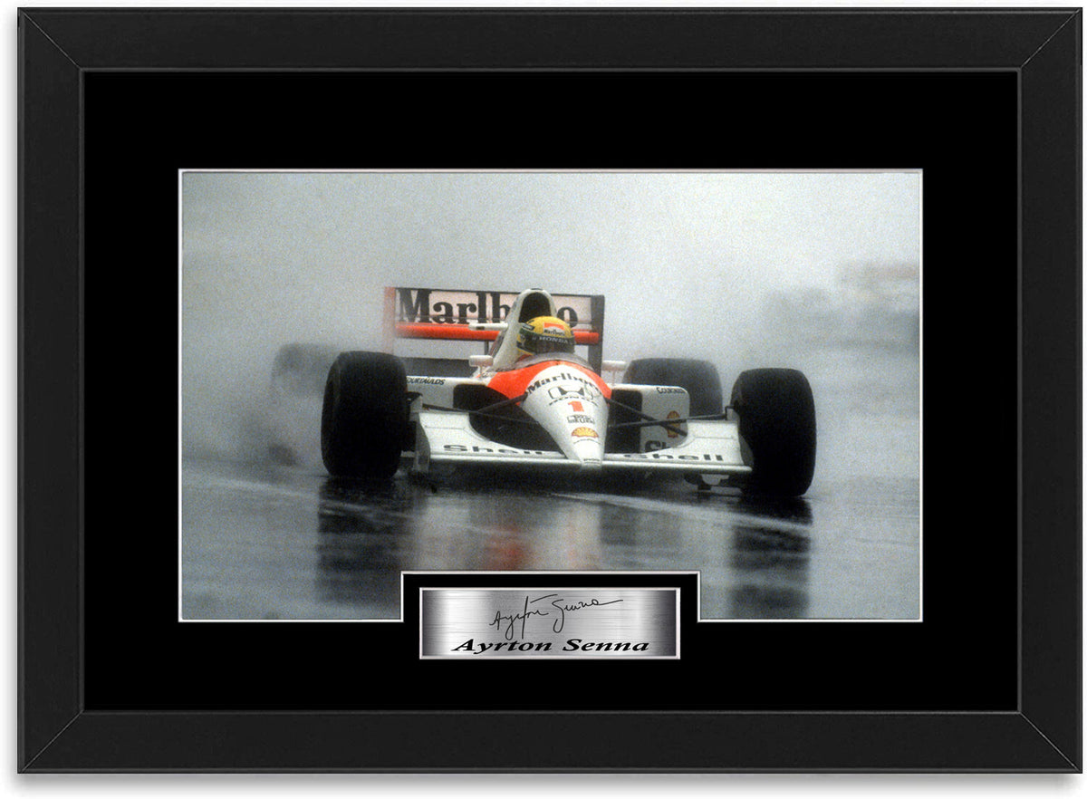 Ayrton Senna Mclaren F1 Formula 1 Champion framed print by LJW Prints