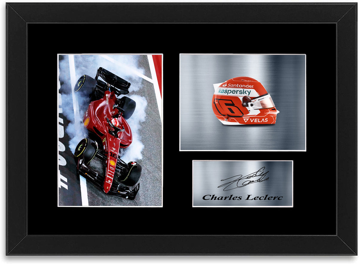 Charles Leclerc Formula 1 2022 Car Helmet Signed Photo Display Mount A4 Framed