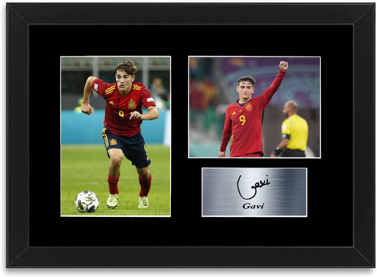 Gavi Spain Football Player A4 Printed Signed Photo Display Mount Poster Framed