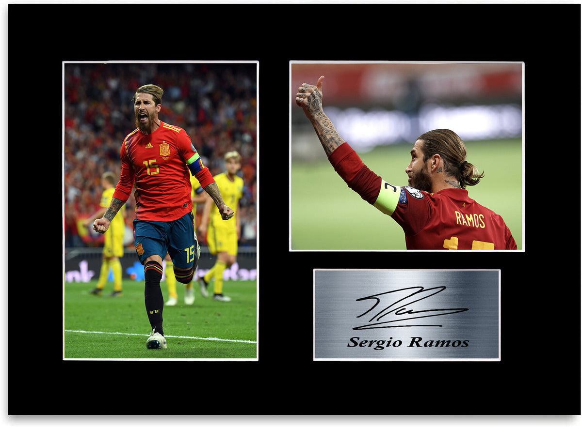 Sergio Ramos Spain Football Player A4 Printed Signed Photo Display Mount Gift