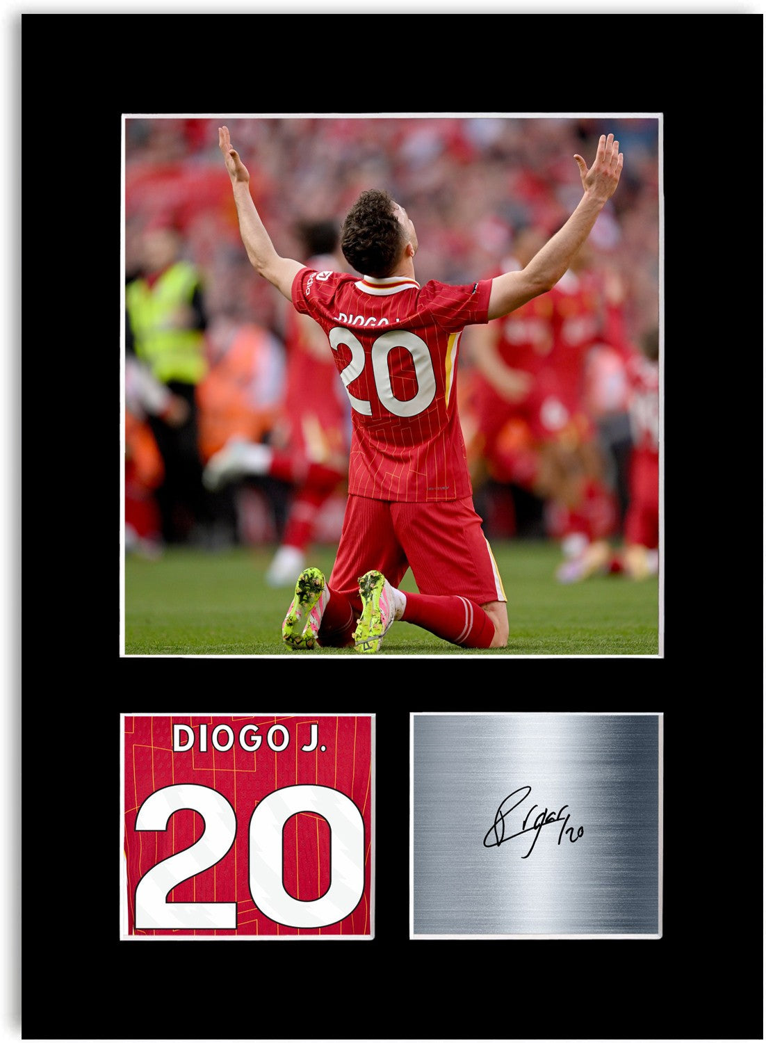 Diogo Jota 20 Liverpool Player 2025 mounted display by LJW Prints