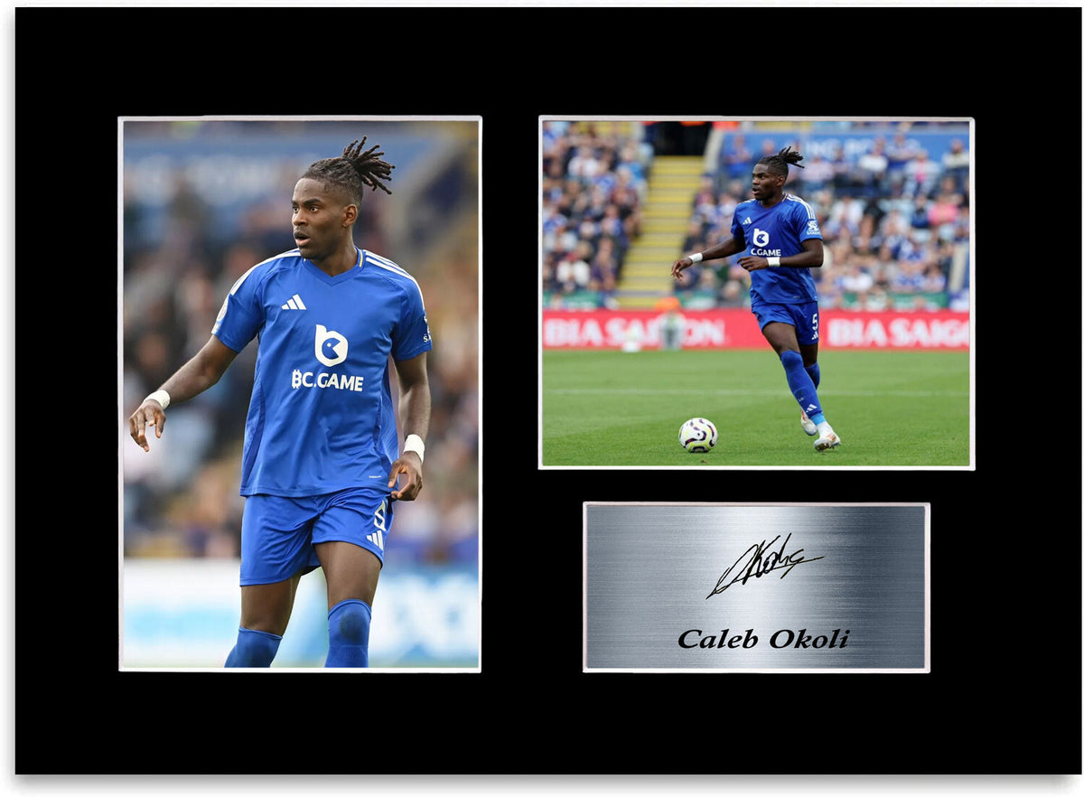 Caleb Okoli Leicester Player mounted display by LJW Prints