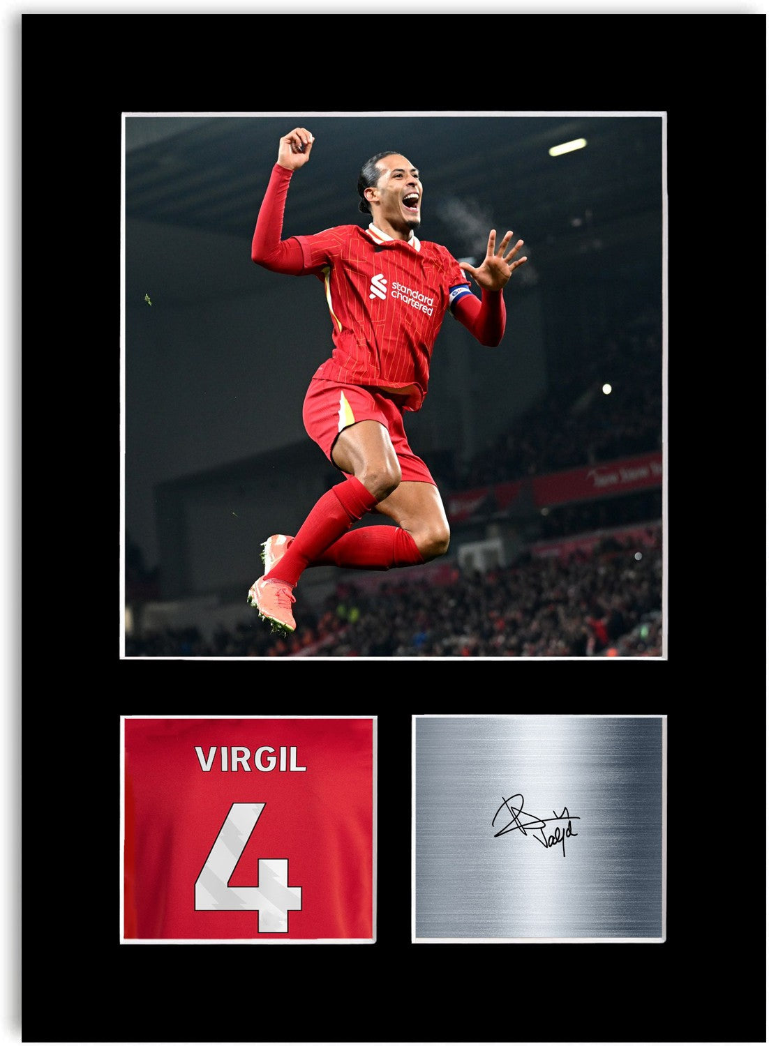 Virgil van Dijk Liverpool Player Poster Signed Photo Display Mount Print A4