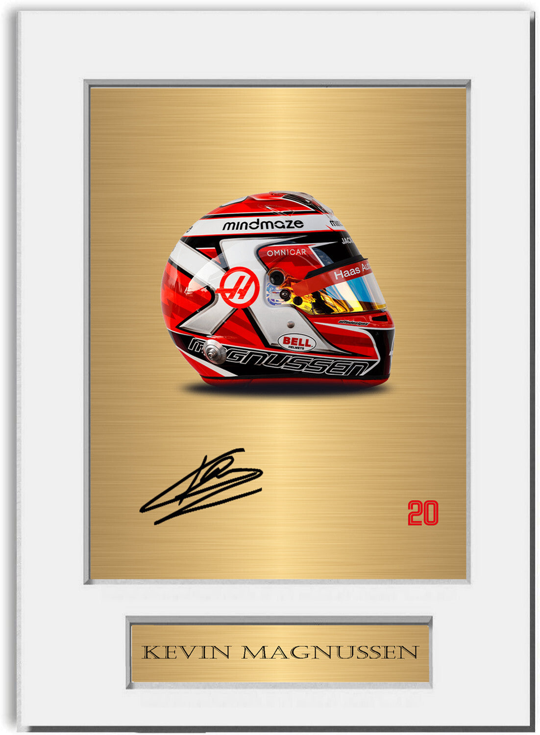 Kevin Magnussen 2022 Helmet Signed Photo Display Mount A4 For F1 Racing Fans