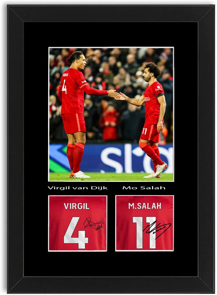 Mo Salah Virgil van Dijk Football Poster Signed Print Photo A4 Wall Art Framed