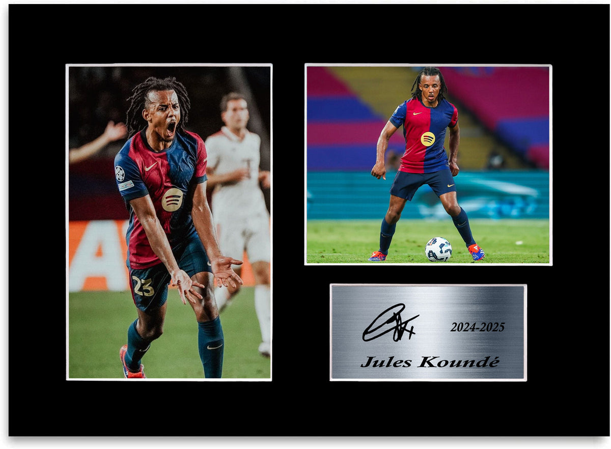 Jules Kounde Football Player Barcelona mounted display by LJW Prints